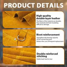 Multi-Functional Cowhide Welding Heat Insulation Apron, Wear-Resistant And Anti-Scald, Electric Welding Blacksmith Tool Storage Apron