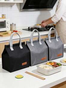 1pc Portable Insulated Lunch Bag, Handheld Lunch Box For Students, Outdoor Picnic, Hook And Loop Closure, Keeps Food Fresh And Flavorful, Waterproof And Insulated Design - Multicolor - View 9