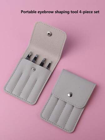 4-delars set med ögonbrynsverktyg och förvaringsfodral, inkluderar ögonbrynspincett, ögonlockstejp och sminkverktyg, lämplig för män och kvinnor