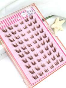 60 piezas de pestañas gruesas con efecto ahumado de zorro marrón sin pegamento de HZAlley, de color caramelo natural, alta capacidad, autoadhesivas, sin pegamento, sin remoción, para principiantes, con rizo C, se ajustan al área del ojo segmentado - Amarillo Mostaza - Ver 9