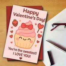 1张“你最甜蜜！我爱你！”独特情人节贺卡，粉色蛋糕设计，送给爱人的最佳礼物，高品质贺卡，带信封（12x17厘米）/（4.72x6.7英寸） - 彩色 - 查看 11