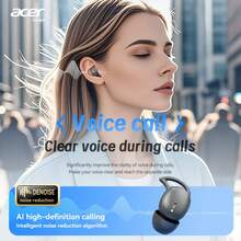 Acer 宏碁官方正品 OHR507 蓝牙耳机，TWS 无线入耳式耳机，立体声低音，睡眠模式，低延迟游戏，舒适佩戴，适合学习、商务、运动、骑行，兼容手机、平板电脑、笔记本电脑，是圣诞节和情人节的理想礼物 - 黑色 - 查看 7