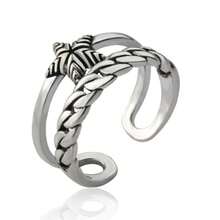 Anillo unisex de estrella de cinco puntas trenzada de doble capa retro japonesa y coreana - Banco tailandés - Ver 6