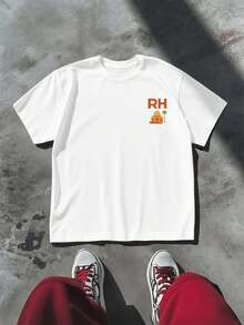 RHUDE Graphic Print T-Shirt, Premium Fabric, Comfortable Fit, Casual, Artistic Print, Double-Sided Print - White - View 2
