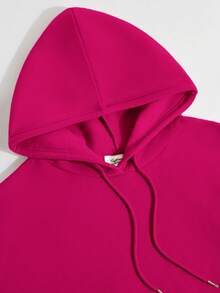 Women's Hooded Sweatshirt Cotton Top Patterned Top Autumn/Winter Warm Lining Drawstring Hoodie Relaxed Fit Casual Versatile Suitable For Cold Weather - Dragon Fruit Red - View 3