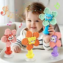 6pcs Suction Cup Rotating Toy For Babies And Toddlers - ABS Resin Sensory Toy With 6 Colorful Handles, Travel-Friendly Toy For Planes, Restaurants, Home Use - Develops Motor Skills And Cognitive Awareness - Multicolor - View 2