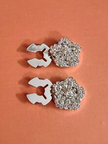 1pc/2pcs Elegant Geometric Pattern Button Set, Shirt Button Set, Clip Button Set, Fashionable Crystal Cufflink Set, Suitable For Tuxedo And Wedding Dress Decoration - Flowers - View 8