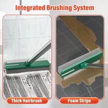 Cepillo de limpieza multiusos para piso y pared, cepillo de limpieza para baldosas de baño con raspador, cepillo de limpieza con mango largo, cepillo para piso, sin rincones muertos, artículos de limpieza, herramienta de limpieza - Multicolor - Ver 4