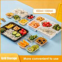 10/20个装可重复使用带盖餐盒，方便外带食物，塑料材质，坚固防漏，适用于微波炉、冰箱和洗碗机。 - 彩色 - 查看 12