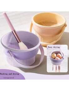 1 Set Makeup Brush Cleaning Bowl & Cleaner – Includes Drying & Storage Mesh Basket, All-In-One Puff & Cosmetic Tool Cleaning Kit - A - View 4