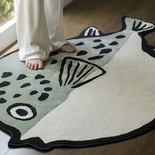 1pc Cartoon Puffer Fish Shaped Plush Decorative Floor Mat, Cute Healing Style Entrance Rug, Adorable Animal Shaped Carpet, Art Floor Mat, Home Decor Rug, Living Room Mat, Home Decor Carpet, Transitional Entryway Rug, Home Decor Floor Mat - Multicolor - View 4