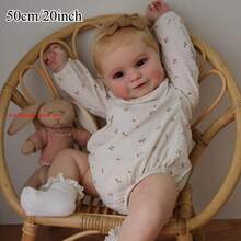 50厘米逼真重生娃娃，3D彩绘肌肤，血管清晰可见；20英寸全软乙烯基新生儿娃娃，可爱儿童过家家玩具（随机附赠部分配件，例如奶嘴、发饰、奶瓶、尿布和一套衣服） - 白色 - 查看 3