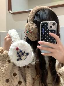 Căști drăguțe din lână de miel cu fundă pentru studenți - Încălzitoare pentru urechi în stil simplu, rezistente la vânt și calde, pentru iarnă și exterior - Vizualizare 6