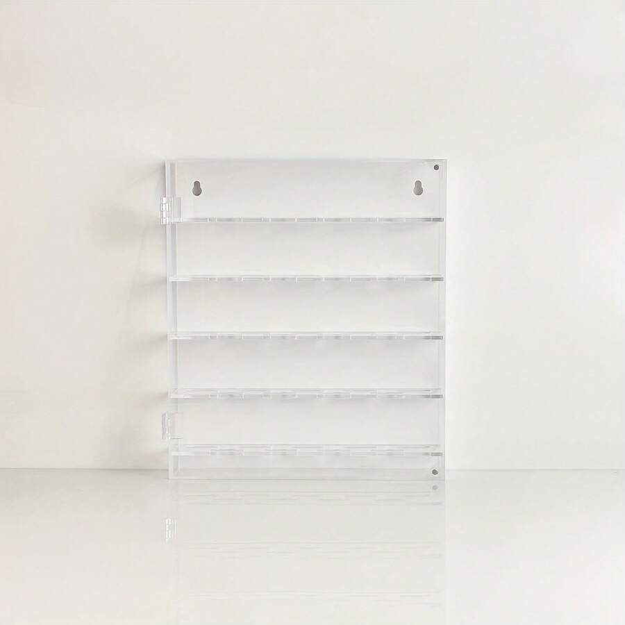 1pc Acrylic Display Case, Multi-Layer Transparent White & Gray Commemorative Coin, Medal, Collectible Storage Box, Wall-Mountable, Removable Shelves - White - View 1