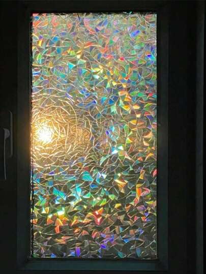 Rainbow Color Changing Privacy Window Film, One-Way Decorative Window Sticker, 3D Static Cling Anti-Glare Heat Insulation Window Decal, Suitable For Home Decor, Living Room, Bedroom, Bathroom