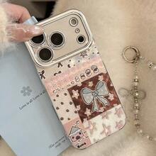 Funda de teléfono con cobertura completa, estilo coreano, con muñeco de nieve, parches y lazo azul, compatible con iPhone 17/16 Pro Max/15 - Rosa - Ver 5