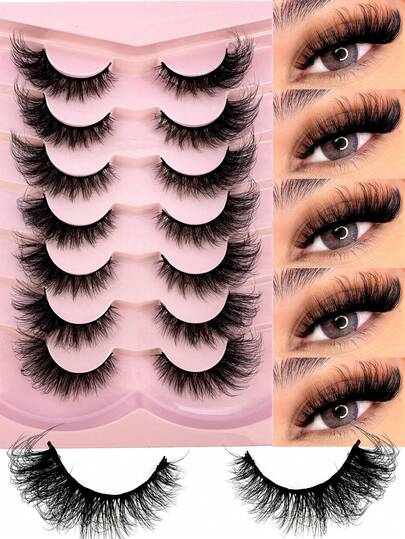 7 Pairs Half Lashes Cat Eye False Eyelashes Manga Eyelashes Short Soft 3d Faux Mink Eyelashes Natural Makeup,Gift For Women & Girl,7mm-16mm,False Eyelashes Natural,Ultra-Light,Long-Lasting,Enlarged Double Eye,Handmade,Soft,Skin-Friendly,Individual Lashes,Cat Eye Lashes,Professional,For Women-47