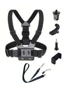 6pcs Complete Action Camera Accessory Kit With Phone Clip Mount, Mobile Phone Chest Strap Mount Strap Holder Kit For POV/VLOG, Fishing,Biking,Outdoor Body Camera Mount,Cell Phone Clip Accessories Compatible With Action Cameras