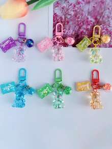 Porte-clés pendentif en forme d'ours en peluche, porte-clés en forme de bonbon, accessoires de téléphone - Porte-clés pendentif en forme d'ours en bonbon, peut être accroché aux sacs, aux clés - Cadeau parfait pour les camarades de classe et les amis, mini réaliste, style minimaliste, cadeau de mariage et de fête idéal, peut également être utilisé comme accessoire pour sac à main de femme, porte-clés, cadeau de la Saint-Valentin, convient à la famille, aux amis, aux collègues, à l'amant, aux camarades de classe - Multicolore - Voir 2