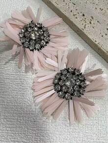 1 par de pendientes de flor de acero inoxidable con rhinestones, diseño exagerado, disponible en 9 colores, adecuado para fiestas, banquetes o uso diario - Multicolor - Ver 20