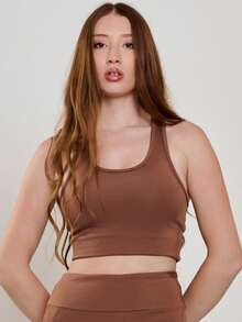 Basic Fitness Set With Pocket (Pants + Top) 11270/10750 - Rust Brown - View 4