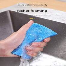 4片/6片/12片装厨房清洁海绵擦洗器，双层不粘吸油魔力木浆棉海绵，适用于清洁锅碗瓢盆、厨房和浴室