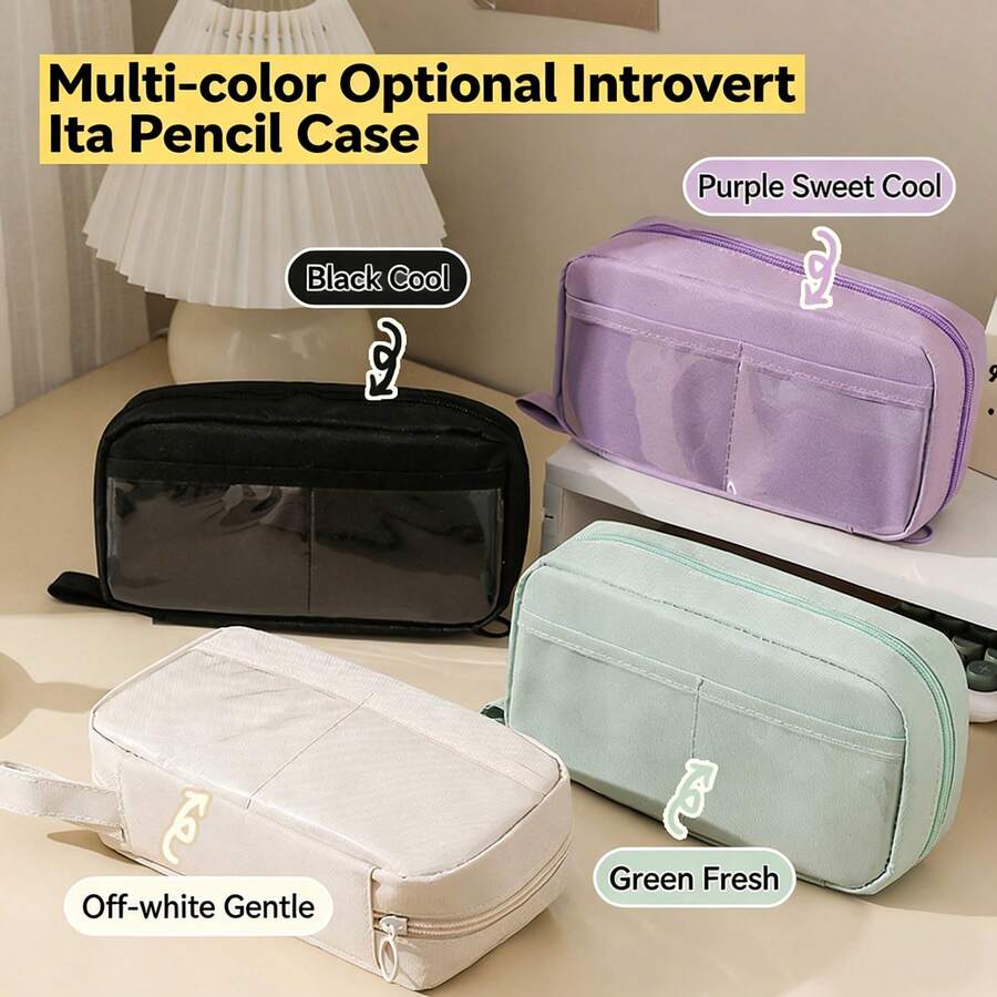 New Minimalist Large Capacity Transparent Volcano Pencil Case, Can Hold Cards, Fashionable And Elegant, Durable And Stain-Resistant, High-End Quality, Multi-Functional Pencil Case And Cosmetic Bag, Essential For Students - Multicolor - View 1