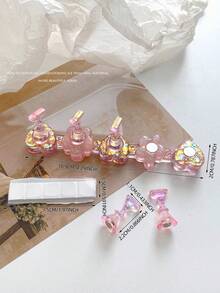 3D树脂亚克力扎染果冻色亮片星星爱心排列底座，配5个极光彩色美甲展示架，日式美甲DIY工具及摄影道具