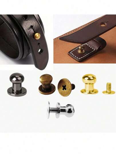 4 Pieces 8mm Flat And Round Head Screws For Nipples, Jewelry, Shoes, And Crafts; Plated Metal Screws; Suitable For Crafts, Leather, Belts, Watch Strap Decoration