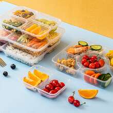 10/20个装可重复使用带盖餐盒，方便外带食物，塑料材质，坚固防漏，适用于微波炉、冰箱和洗碗机。 - 彩色 - 查看 5