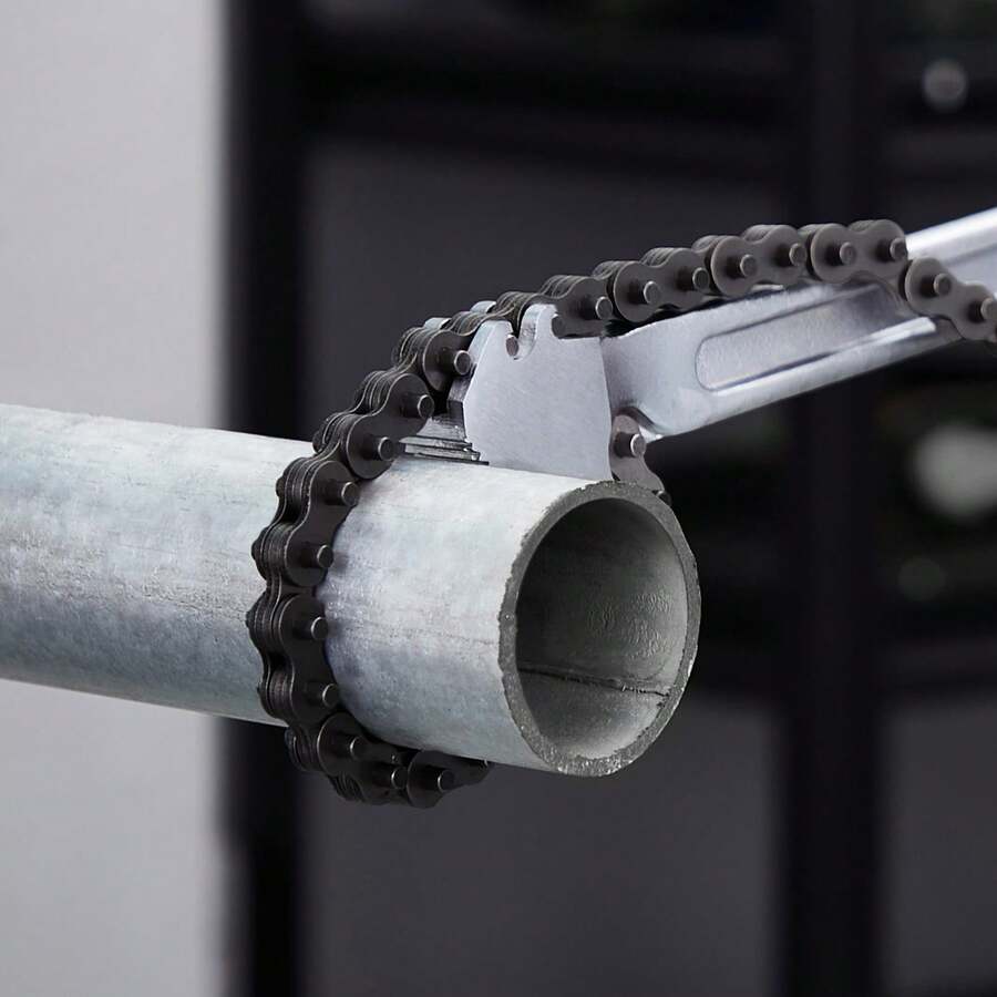 Llave de cadena , llave para tubos de cadena de 48 pulgadas, capacidad de diámetro de 13,4 pulgadas, llave para instalación de tuberías reversible CRV con mordaza de alta resistencia y mango ergonómico, para instalación de tuberías y reparación de automóviles - Plateado - Ver 1