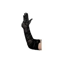 Women's Long Stretchy Ruched Mesh Tulle Sheer Gloves Costume Opera Party 1920's Dance Gloves - 淺藍色 - 查看 3