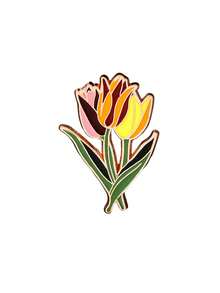 1/4 pièces Broche fleur de jonquille en émail, insigne floral frais, épingle accessoire de vêtement et de sac plante de tulipe, bijou de niche artistique - Multicolore - Voir 10