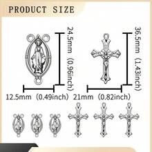 - Juego de 30 unidades/15 juegos de rosario de aleacin para cruz y centro de medalla, colgante ovalado catlico Jess Mara, para suministros de fabricacin de joyas, Zinc, No una piedra - inicial - Ver 2