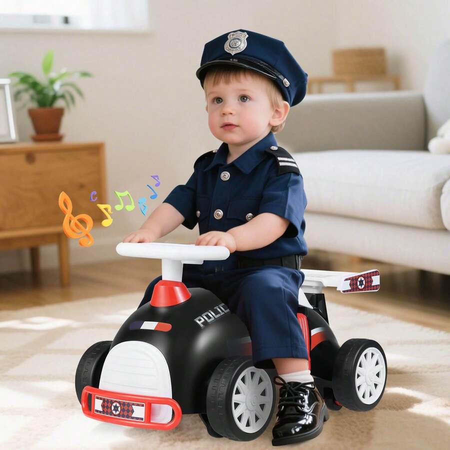 Lifezeal Kids Ride On Push Car With Music Under-Seat Storage Universal Wheels For Boys Girls Black & Red/Black & White/Pink & White - Black and Red - View 1