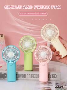 AOYI 1pc Solid Color Handheld Mini Fan, Battery Powered Portable With Lanyard, 1-Speed Natural Wind, Quick Cooling, Unisex For Office/Dorm/Outdoor/Beach/Pool Party, Minimalist Stylish Design, Instant Cooling Companion (Requires 2 AAA Batteries) - Multicolor - View 3
