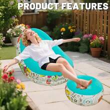 新款充气沙发露营椅，必备慵懒椅，可折叠脚凳沙发床，舒适户外躺椅，热销！ - 彩色 - 查看 2