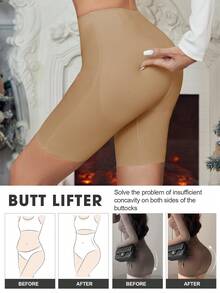 1 pieza Moldeador de mujer con elevación, control de abdomen y glúteos, diseño micro-esculpido, sin costuras y con glúteos gruesos, para crear un efecto natural de glúteos levantados, pantalón moldeador para mujer - Caqui - Ver 6