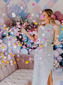 1pc Colorful Sequin Round Confetti Atmosphere Decor For Baby Birthday Party, Balloons & Paper Pieces, Suitable For Party Decoration - Multicolor - View 4