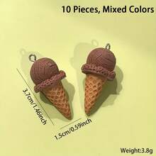 5/10pcs Cute 3D Chocolate & Ice Cream Resin Charms - Realistic Dessert Pendants, Suitable For DIY Jewelry Making, Keychains And Crafts, Brown And Orange Textured Design, Handmade Materials | Fantastical Design | Fine Craftsmanship - Chocolate Brown - View 13