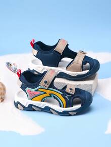 儿童凉鞋,新款男女童夏季凉鞋,返校季校园风沙滩鞋,防滑鞋底,透气轻便,魔术贴设计,适合户外、游乐场、泳池等场所,保护脚趾 - 藍色 - 查看 12