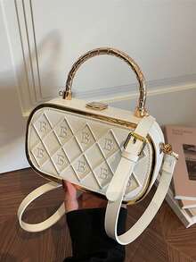 Bolso de mano para mujer, de gran capacidad, estilo retro, bolso de motocicleta, estilo coreano, bolso de nicho para ir al trabajo, bolso de hombro/cruzado/tote de moda - Beis - Ver 9