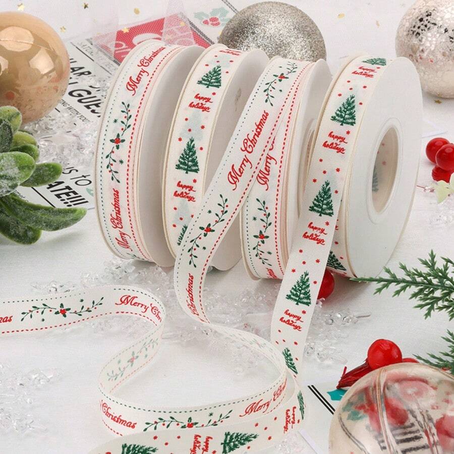 Christmas Themed Decorative Organza Ribbon, Christmas Tree Decor Ribbon, Holiday Gift Box Tie, Party Decoration Colorful Ribbon - Multicolor - View 1
