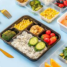 10/20个装可重复使用带盖餐盒，方便外带食物，塑料材质，坚固防漏，适用于微波炉、冰箱和洗碗机。 - 彩色 - 查看 2