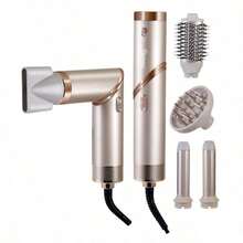 HATTEKER Portable Professional Ionic Hair Dryer High Speed Rotating Brush With 4 Interchangeable Attachments For Styling Drying Curly Hair Comb Design Smooth - 金色 - 查看 12
