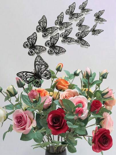 12片装3D蝴蝶墙贴，客厅卧室墙面装饰，贴纸，墙贴，乙烯基贴纸，家居装饰，春季装饰，焕新家居，Rama装饰贴纸，学校装饰，宿舍惊喜装饰，返校房间装饰，学习用品