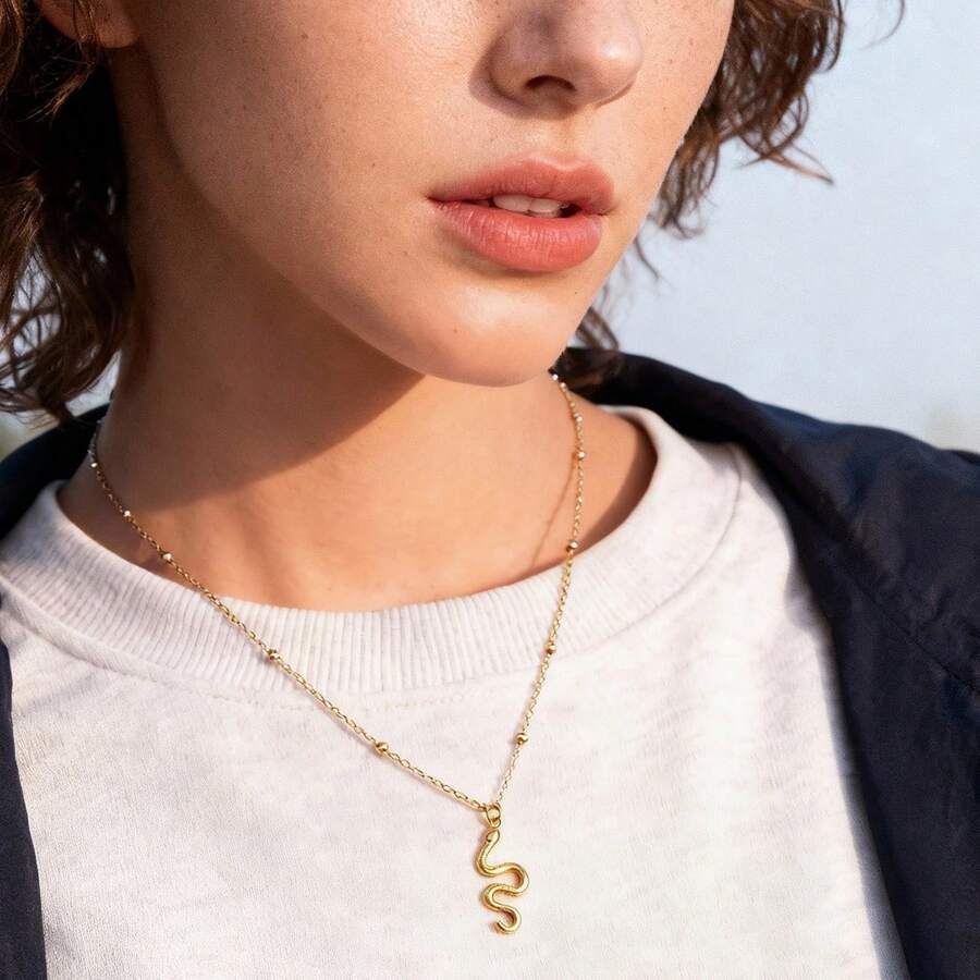 CLAU CRIS  Clau Cris Snake Curve Pendant Necklace NL3320 - Gold - View 1