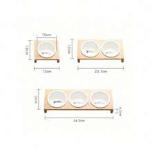 1/2/3 Bowls Cat Dog Feeders Bowl Ceramic Tableware Pet Food Water Bowl Bamboo Frame Antiskid Pet Supplies Dog Cat Feeding Bowl - 100ml - View 2