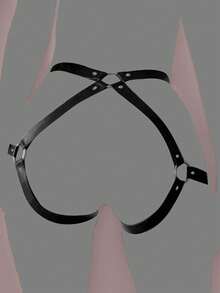 1pc Black Leather Waist Belt, Hip Tie With Leg Rings, Decoration Couple Sexy Bondage Belt Hip Belt, Adult Toy,