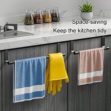 1pc Modern Kitchen Towel Rack, Drill-Free, Door-Mounted Towel Bar For Cabinet Doors, Ideal For Storing Towels, Rags And Gloves. Kitchen Items Kitchen Accessories Kitchen Tools - Multicolor - View 7